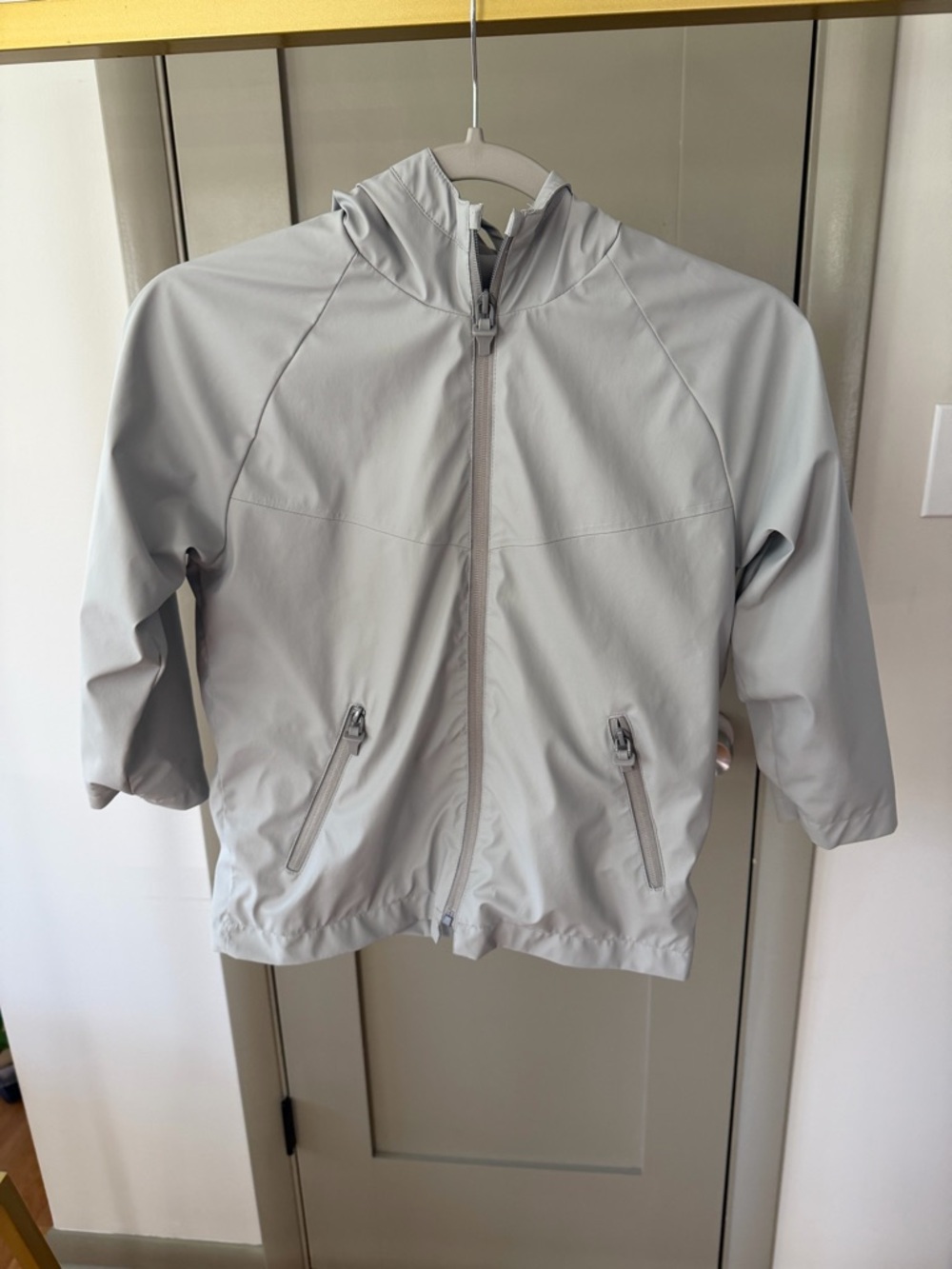 Zara Light Gray Hooded Raincoat Jacket